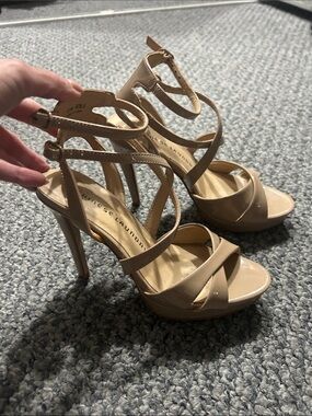Chinese Laundry Nude Patent Strappy Platform Heels